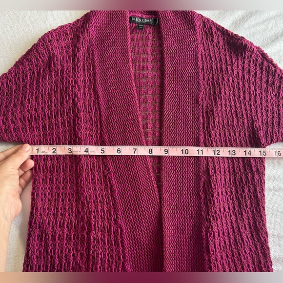 Eileen Fisher Purple Knit Open-Front Cardigan - Picture 7 of 8